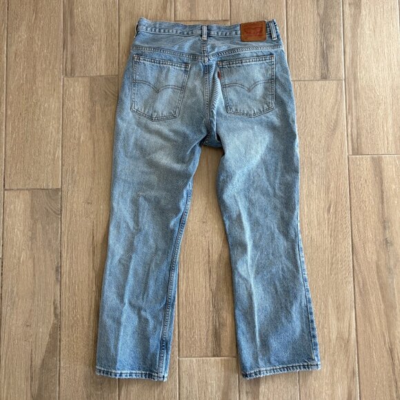 Levi's 517 Cropped Boot Cut Jeans Women's 28 Blue Denim Orange Tab Western Boho - Picture 10 of 14